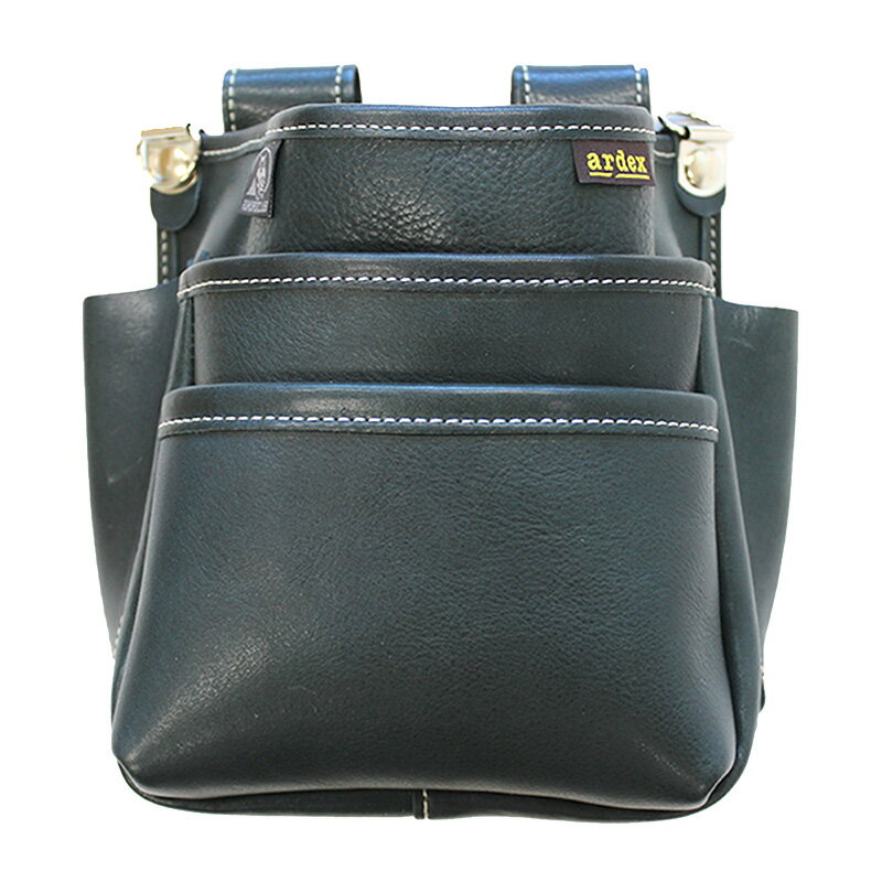 KNICKS　ニックス　KNS-201TB　鳶職向仕様ツーウェイタイプヌメ革2段腰袋　（バリスティックナイロン補強仕上げ）　腰袋　腰道具　工具差し　チェーン式　金具