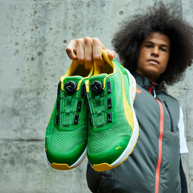 安全靴 グライド ディスク ローカット グリーン 26.0cm エアプレス ボールペン付 PUMA(プーマ) 64.408.0&BC-AP