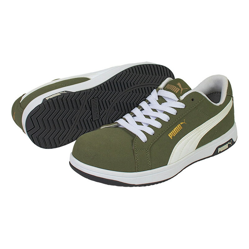 安全靴 アイコニック ローカット 26.5cm オリーブ ハンドタオル付 PUMA(プーマ) 64.201.0 ( Heritage スニーカー ワーキングシューズ 安全シューズ 先芯入り JSAA A種 衝撃吸収 )