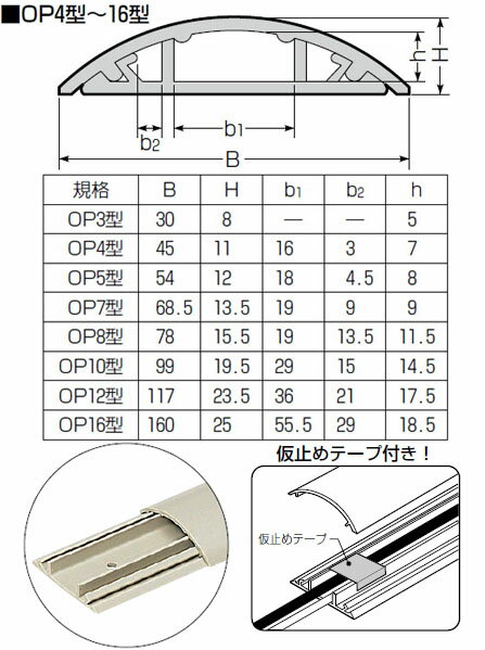 ワゴンモール(OP16型) 全長1m ブラック 1本価格 未来工業(MIRAI) OP16-K