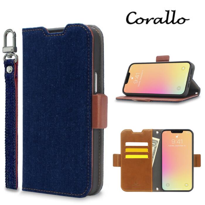 Corallo NU JEANS iPhone13 専用ケース 2眼 手帳型 ストラップ付属 かわいい おしゃれCR_IMNCSDNNJ_ID