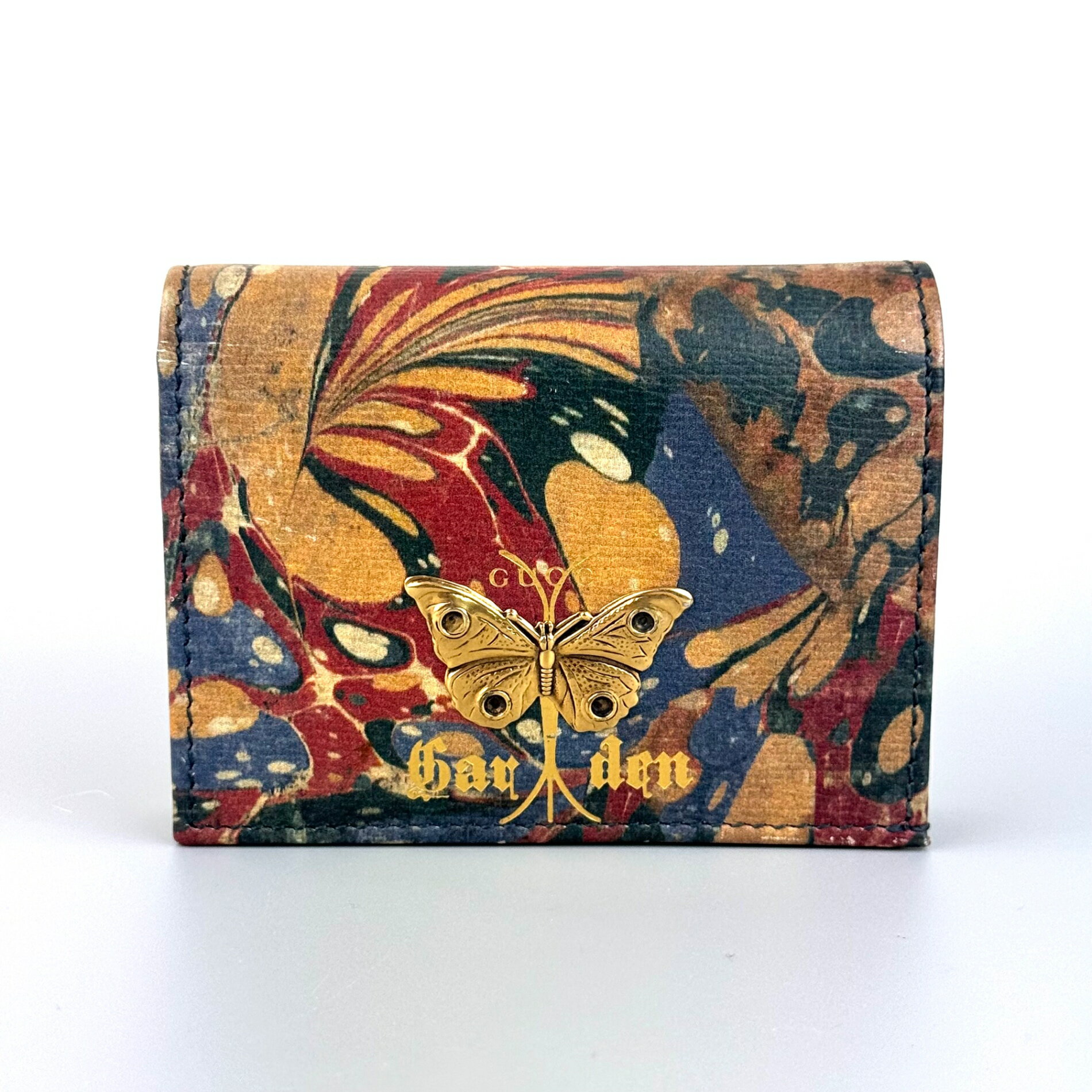 グッチ GUCCI ガーデン 財布 バタフライ 516929・0416 二つ折り財布 マーブルカラー ネイビー