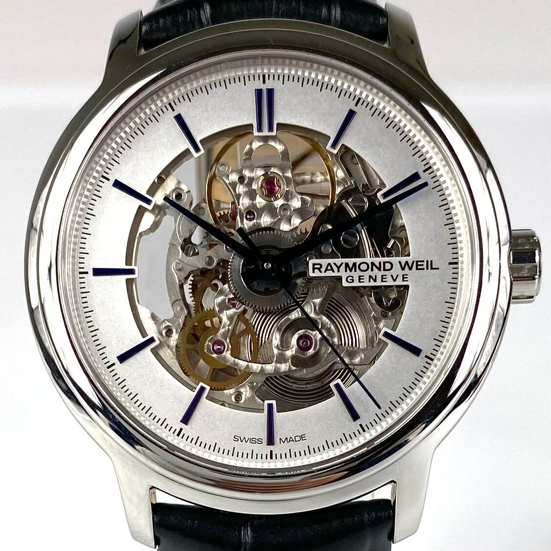 レイモンドウェイル RAYMOND WEIL マエストロ 2215-STC-65001 自動巻 シルバー フルスケルトン 革ベルト