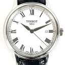 【中古】\23日はお買い得!P最大47倍!お買い物マラソン開催中/ティソ TISSOT Tクラシック カーソン T085410A クォーツ 白 デイト表示 革ベルト