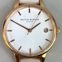 【中古】\25日は超お買い得!10%OFFクーポン+P8倍確定+マラソン/オリビアバートン OLIVIA BURTON OB16BDW16 クォーツ 白 デイト表示 革ベルト レディース
