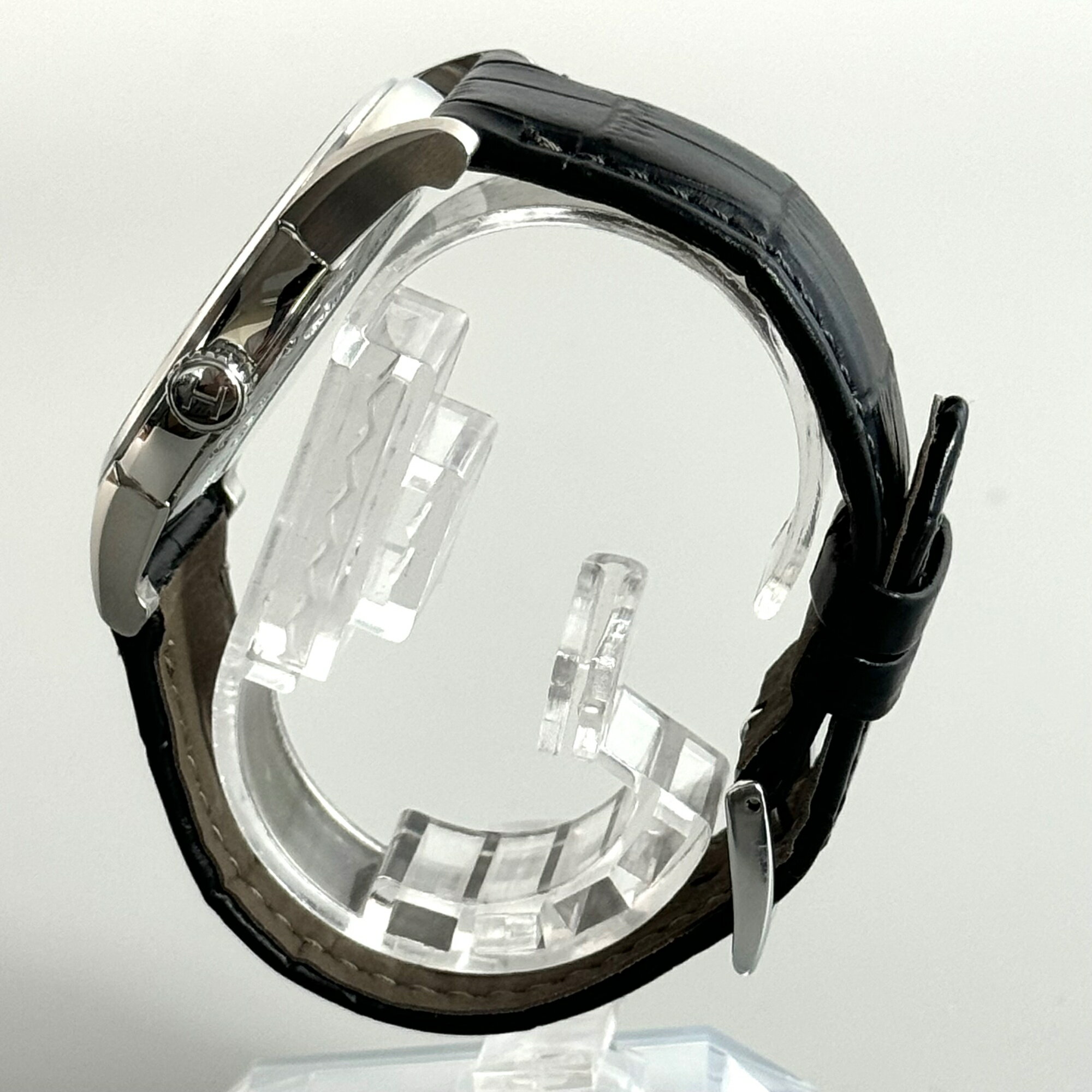 【中古】＼本日最終！月末セール全商品8%OFF／腕時計 メンズ ハミルトン HAMILTON ジャズマスター H385150 自動巻 黒 デイト表示 裏スケ 2針 社外ベルト