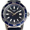 【中古】\26、27日は超お買い得!7月アフターセール7%OFF/ 腕時計 メンズ ティソ TISSOT スーパースポーツ T125610A クォーツ デイト表示 ネイビー 革ベルト