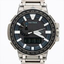 【中古】\26、27日は超お買い得!7月アフターセール7%OFF/腕時計 メンズ カシオ プロトレック マナスル PRX-8000GT-7JF 電波ソーラー トリプルセンサー アナデジ グレー 登山 アウトドア チタニウム 10気圧防水