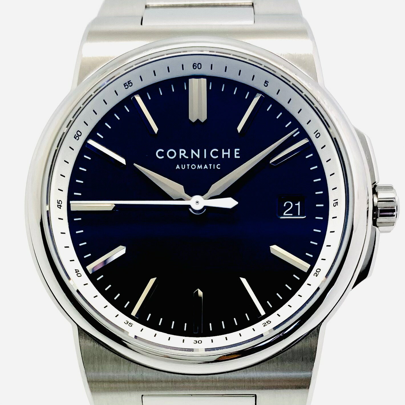 中古 腕時計 メンズ コーニッシュ CORNICHE ラ・グランデ・コーニッシュ CW-89306-L CRN003A 自動巻 ブルーマリン 黒/グレー 裏スケ 100m防水