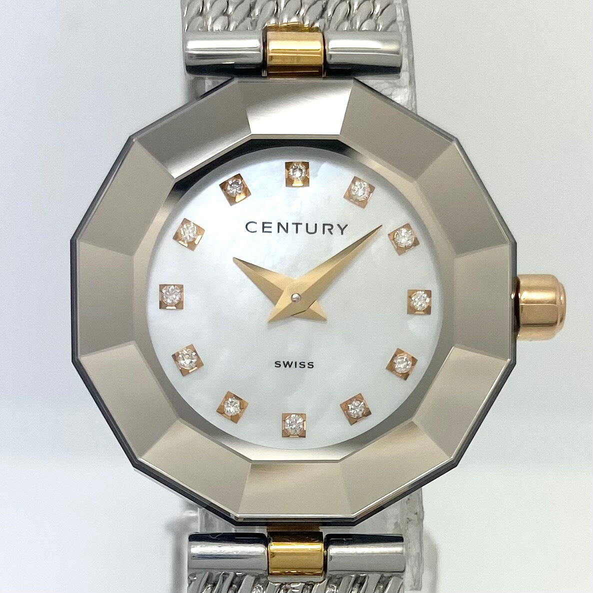 【中古】＼初売りSALE！最大13%OFF+P還元！／ 中古 腕時計 レディース センチュリー CENTURY タイムジェム プライムタイム 606.7.S.12.15.SM クォーツ マザー・オブ・パール ホワイトシェル 2針 12Pダイヤ 100m防水