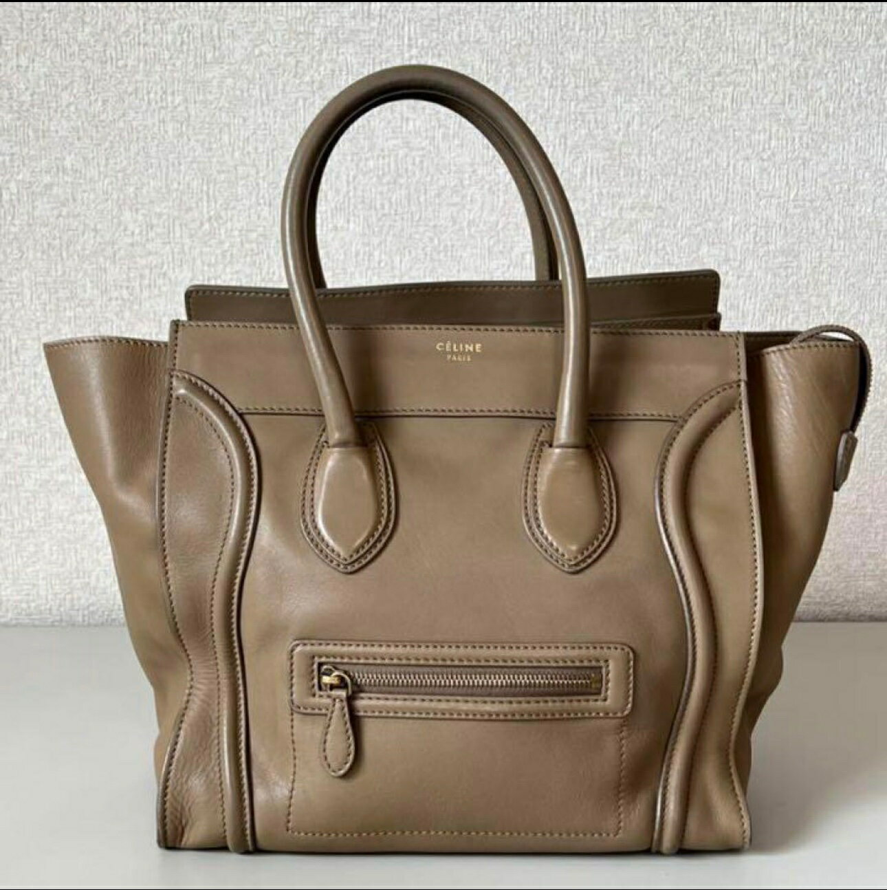 中古 バッグ レディース セリーヌ CELINE ラゲージ ミニショッパー カーフ ベージュ