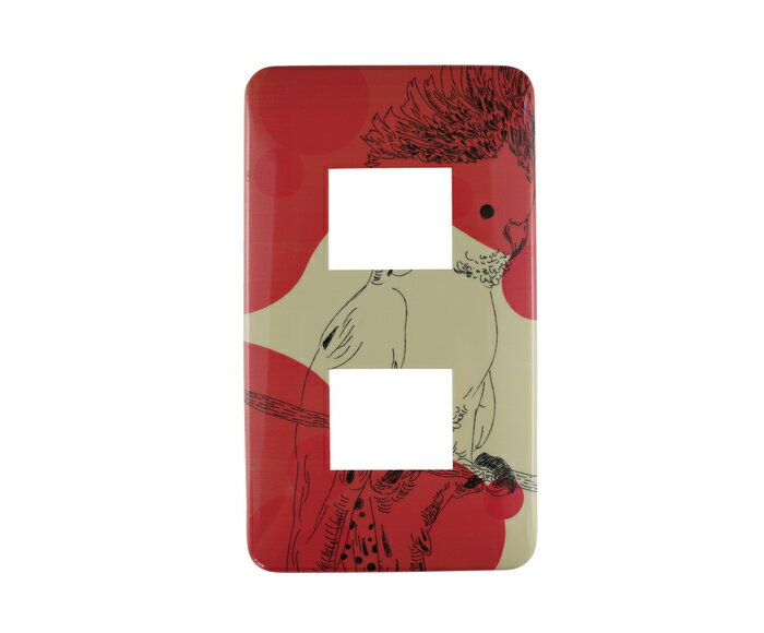 スイッチプレート(2個用)クルマサカオウム / Switch plate (for 2 switches) Pink Cockatoo