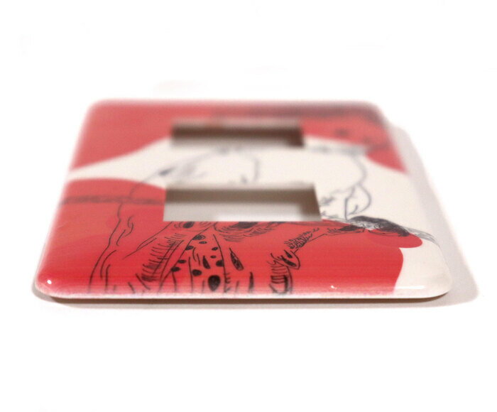 スイッチプレート(2個用)クルマサカオウム / Switch plate (for 2 switches) Pink ...