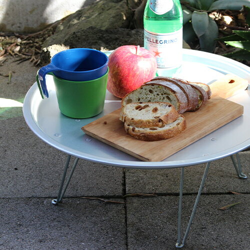 【松野屋 アルマイトちゃぶ台】アウトドア キャンプ お盆 トレイ レトロ テーブル 折りたたみ 持ち運び バーベキュー ベランピング ローテーブル アルミ キャ...