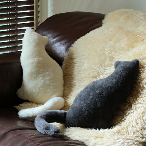 【LOOM&SPOOL SRNウール猫クッション】 ウールクッション 猫 セリーン ふわふわ メリノウール インテリ..