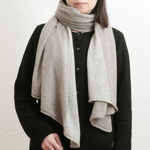 楽天arekore by HOTCHPOTCH【40％OFF SALE】【Natural Basic 天竺＆模様編み切り替えニットストール】カシミヤ 60×180 ナチュラルベーシック インターモード川辺 ■おまけ付き ■ラッピング無料