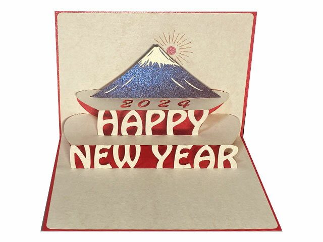 &nbsp;商品名 ポップアップグリーティングカード　お年賀　HAPPY NEW YEAR文字＋富士山と初日の出　　 &nbsp;商品番号 &nbsp;nyfe-1 &nbsp;用途 &nbsp;年賀状,挨拶状、ニュイヤーカード、年賀はがき サイズ &nbsp;閉じた時: 15 x 10.5 cm &nbsp; &nbsp;封筒: 16 x 11 cm &nbsp;色 &nbsp;内紙はアイボリー色＋表紙はレッド（パール発色） 商品説明 開けると 　HAPPY NEW YEARの文字とお正月にふさわしい富士山と初日の出がポップアップ！ 親しい友達にはありきたりの年賀はがきではなく　 たまにはポップアップのカードはいかがでしょうか？ 素材の紙は世界各国の品質の良い物を取り寄せ使用してます。 カッティング以外はすべて手作業で制作しています。 大切なお友達や恋人への贈り物に素敵なメッセージを添えて。 貰った方が思わず微笑んでしまうような、手作りの可愛いカードです。 　　カラー封筒が付いています &nbsp;素材 ＊紙&nbsp; 　 表紙　240gs/M 　 &nbsp;　内紙　140gs/M　 &nbsp; &nbsp;お届け予定 ＊&nbsp;ご注文確認後、翌日発送 　普通郵便の場合 : 制作日数+5日から1週間 　書留航空便の場合: 制作日数+5日から1週間 　国際宅急便の場合: 制作日数+2日から3日 ＊クリスマスなどの繁忙時には2週間ほどかかる場合もございます。　 &nbsp;送料 &nbsp;＊商品は香港で手作りして香港よりそれぞれの方法でお届けします。 &nbsp; &nbsp;普通航空郵便 &nbsp;書留航空便 国際宅急便&nbsp; 1〜10個まで&nbsp; &nbsp;送料無料 &nbsp;\250 &nbsp;\1200 11〜20個まで &nbsp; &nbsp;送料無料 &nbsp;\500 &nbsp;21個以上 &nbsp; &nbsp; &nbsp;送料無料 &nbsp;注意点 1、&nbsp;手作りのため一つずつ異なる味わいをお楽しみください。 2、商品は香港から郵便でのお届けとなりますので、代金引換での お支払いは不可とさせて頂きます。 クレジットカード、銀行振り込みでのお支払いをお願い致します。 銀行振り込みの場合は、弊社指定口座への入金確認後の発送となります。