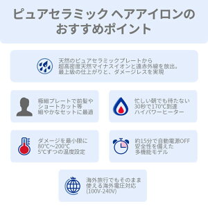 【送料無料あす楽】Aretiアレティマイナスイオンピュアセラミック15mmストレートカール両用ヘアアイロンi628PCPH-WH(白)海外対応プロ仕様