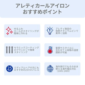 【送料無料あす楽】プロフェッショナルマイナスイオンロールブラシアイロン25mm/海外対応/アレティヘアアイロン