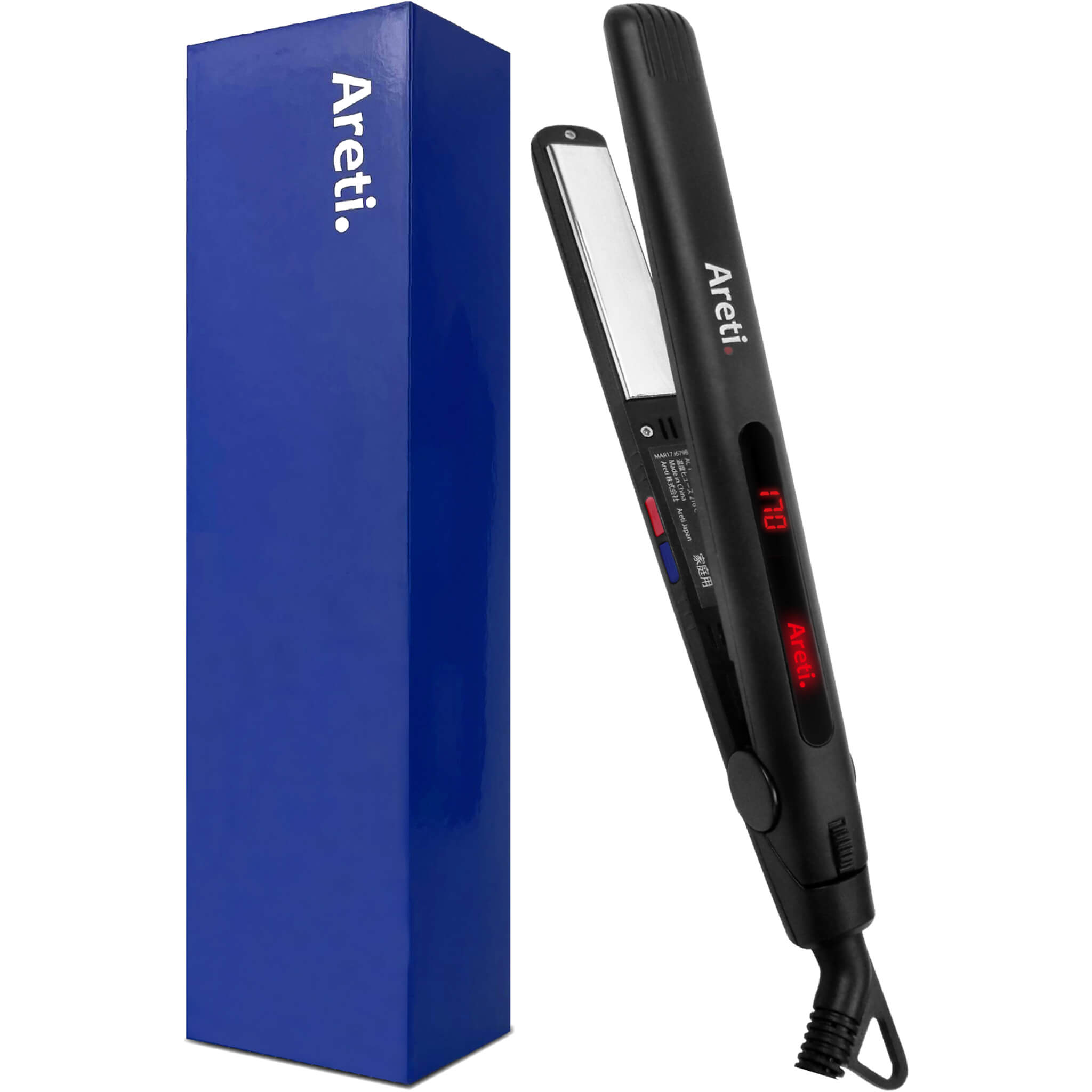ヘアアイロン は アレティ ｜ ストレート カール 2way 20mm プレート 急速170℃ 時短 メンズ 前髪 ダメージレス 80℃から200℃まで細かな24段階温度設定 チタニウムコーティング Areti-i679BK 海外対応 商品画像1