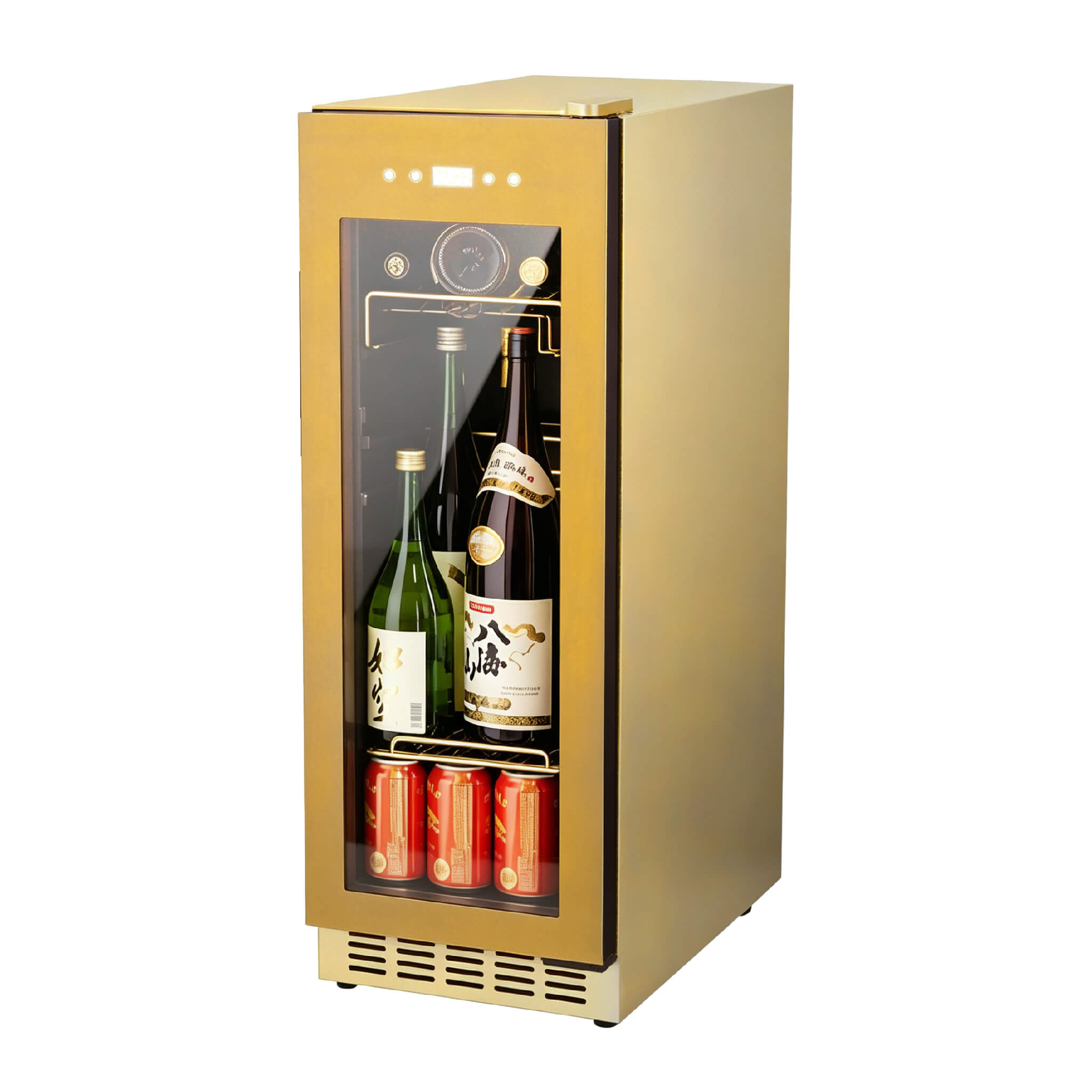 Rakuten - “ 一升瓶 も入る 小型 ワインセラー ” 18本 日本酒 セラー 日本の住まいに合う ワインクーラー 精密温度制御 コンプレッサー式 ラック取り外し可能 おしゃれ 冷蔵庫 LEDライト サカリュエ -盃- Sakalier-s2421R