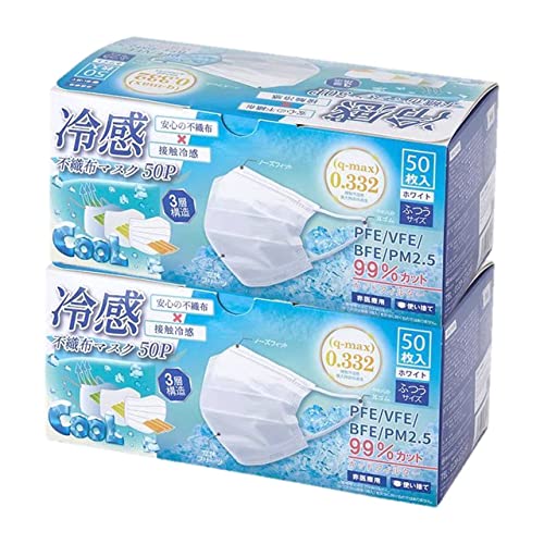 [ヒロ・コーポレーション] 冷感マスク 不織布 夏用 白 マスク 3層構造 99%カットフィルター