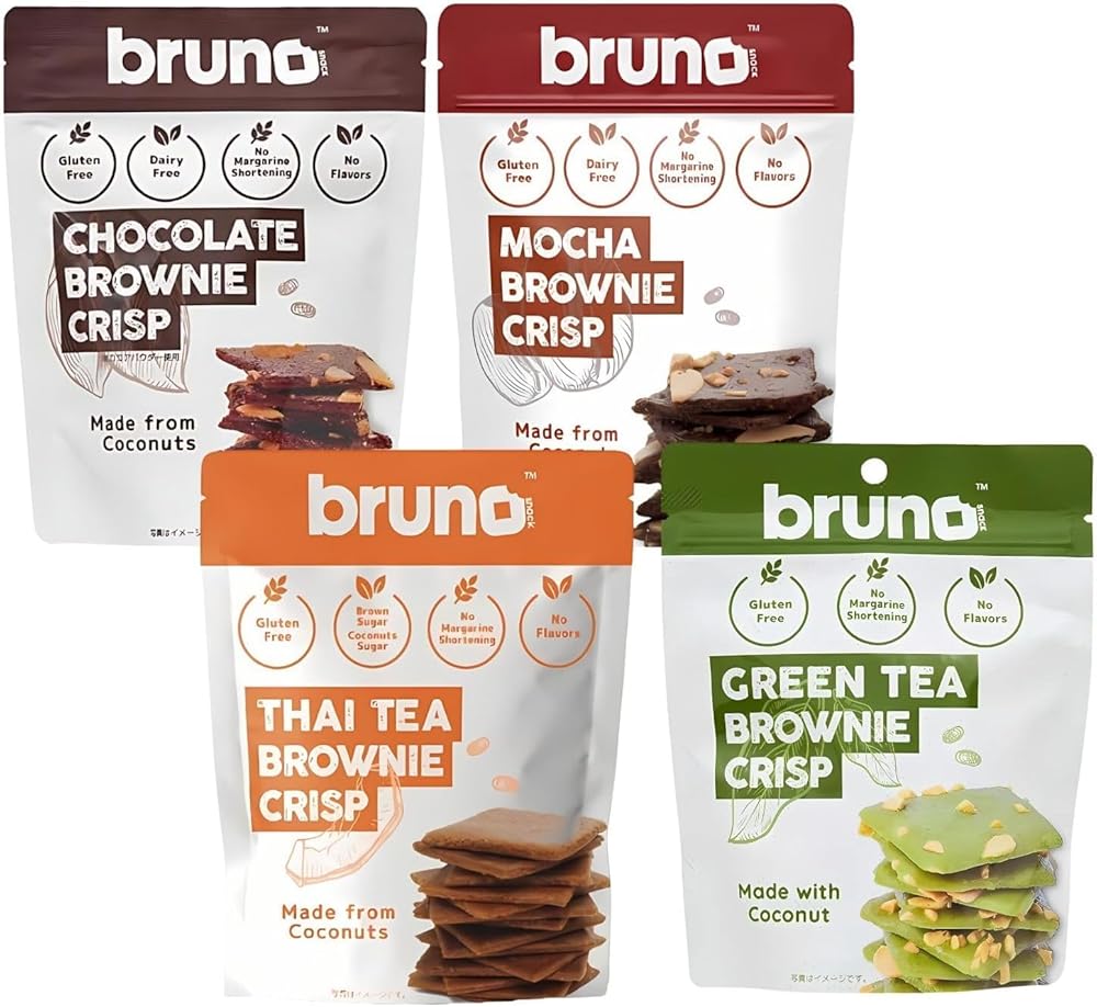 【送料無料】 BRUNO ブルーノ クリスピーブラウニー 4種アソート セット 4袋入り 各60g チョコ モカ タイティー グリーンティー 食べ比べ 無添加 ...