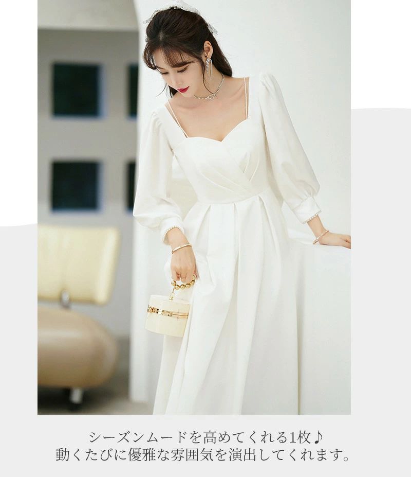 パーティードレス 白ワンピース ドレス きれいめ レディース 春 夏 ドレス マキシ...