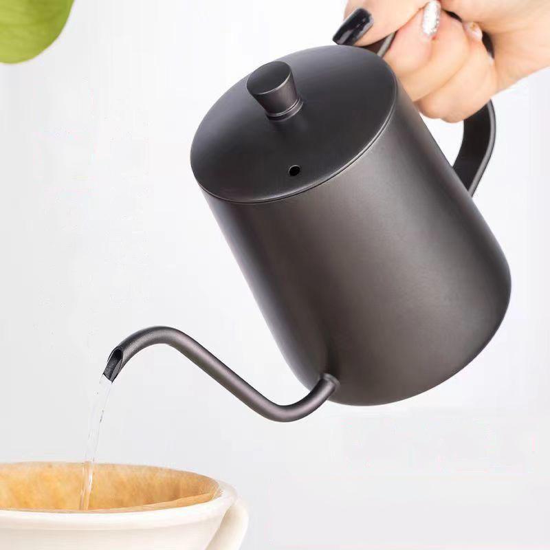 Rakuten - コーヒードリップポット350ML600MLステンレスドリップケトルハンドドリップコーヒーポットファイン口ポットブラックzh-110