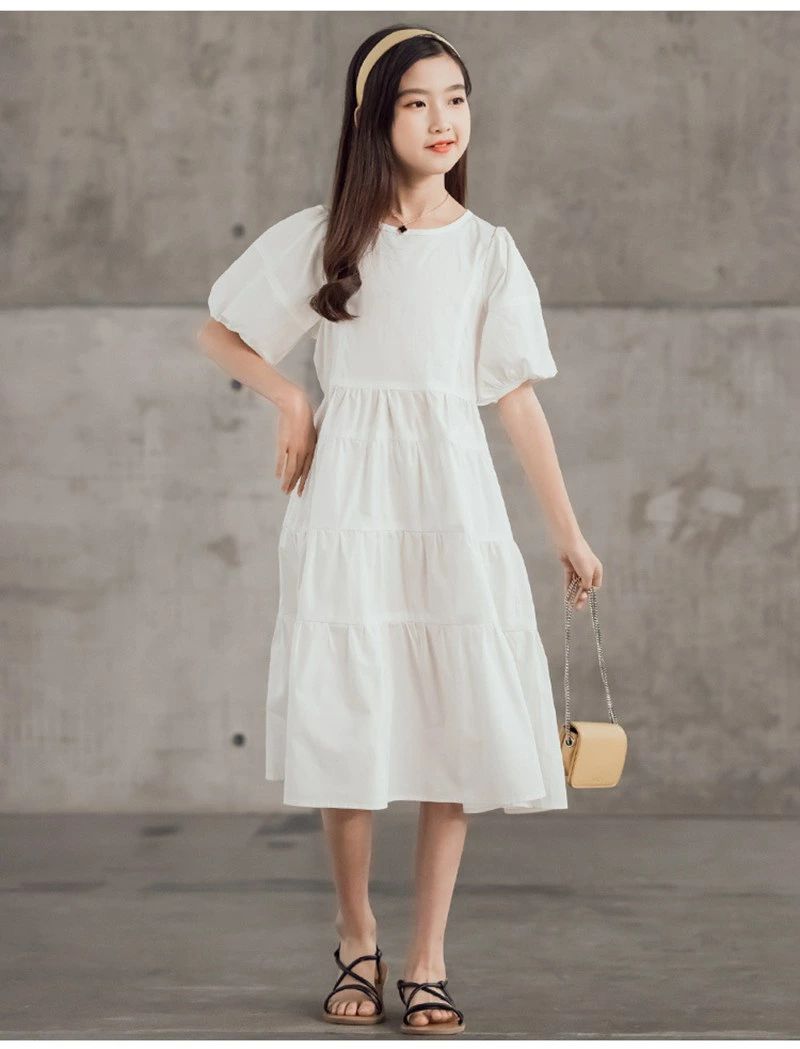 ワンピース キッズ 韓国子ども服 子供服 ワンピース ロング丈ワンピース 白ワンピ...