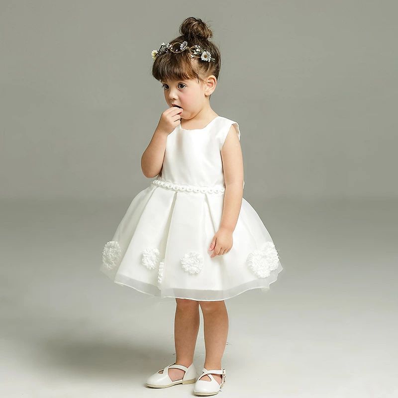 Baby Dresses - ベビードレス 結婚式 白 ホワイト セレモニードレス 子供ドレス 女の子 赤ちゃん ドレス キッズドレス リボン かわいい フォーマル ワンピース お宮参り バースデー お誕生日 パーティー 写真撮影 出産祝い 百日祝い 新生児 ピアノ発表会
