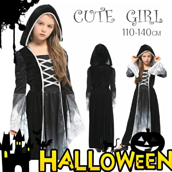 乐天商城 - 一部即納 ハロウィン衣装 子供 魔女 巫女 ウィッチ コスプレ 悪魔 ワンピース コスチューム 女の子 衣装 子供服 万聖節 イベント halloween 帽子付き 仮装 こども チュール ワンピース 110 120 130 140 cm ハロウィン 仮装 キッズ