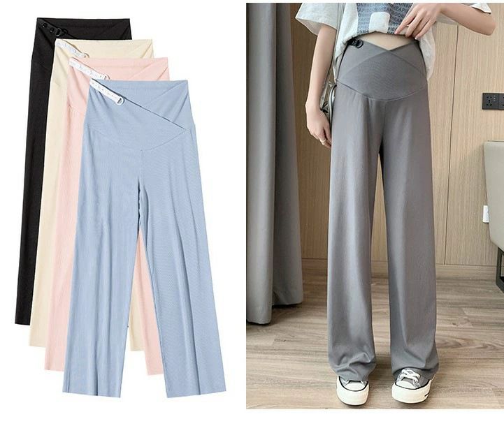 Long-Trousers, Trousers - マタニティパンツ 夏 アイスシルク パンツ 涼しい お腹楽ちん ワイドパンツ 春夏の薄手コーナー ガウチョパンツ 妊婦服 産前産後 大人 カジュアル 部屋 通勤 マタニティウェア 無地 出産祝い ストレートスリム ゆったり 母の日 プレゼント