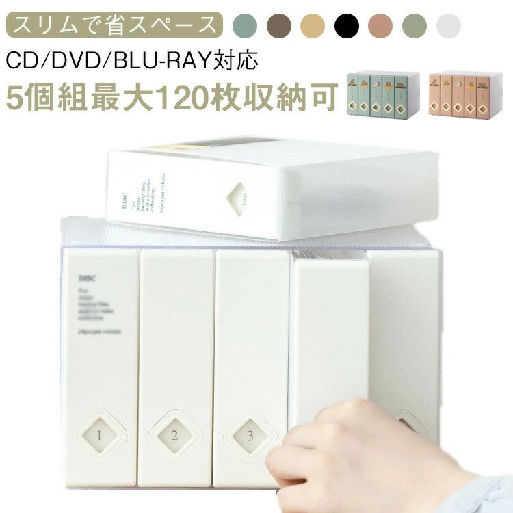 透明 【5個組】CD収納ケース ディスクファイル おしゃれ cd 【5個組】CD収納ケース cdケース 120枚収納 収納 大容量 クリア 持ち運び 不織布 dvdケース スリム 引き出し 立て置き プラスチック かわいい 光ディスク ブルーレイディスク ディスク用収納冊 送料無料