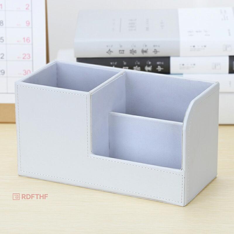 リモコンスタンド リモコンラック 収納ボックス リモコン収納 PU 卓上収納ケース リモコンホルダー 多機能 仕分け収納 卓上収納 リモコンケース 事務室 [3]