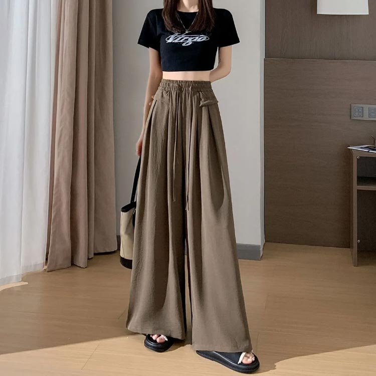 ワイドパンツ 涼しい ワイド 大きいサイズ シワ加工 薄手 長ズボン さらさら レディース ズボン リラックス ガウチョ 夏 ウエストゴム ワイドパンツ ロング ひんやり 夏服 お洒落 イージーパンツ ボトムス 接触冷感