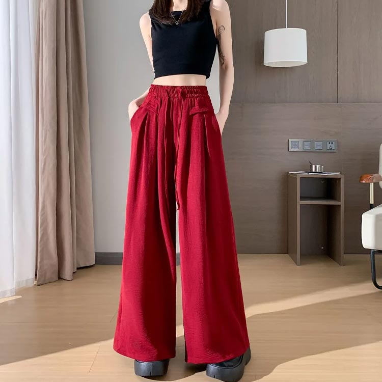 ワイドパンツ 涼しい ワイド 大きいサイズ シワ加工 薄手 長ズボン さらさら レディース ズボン リラックス ガウチョ 夏 ウエストゴム ワイドパンツ ロング ひんやり 夏服 お洒落 イージーパンツ ボトムス 接触冷感