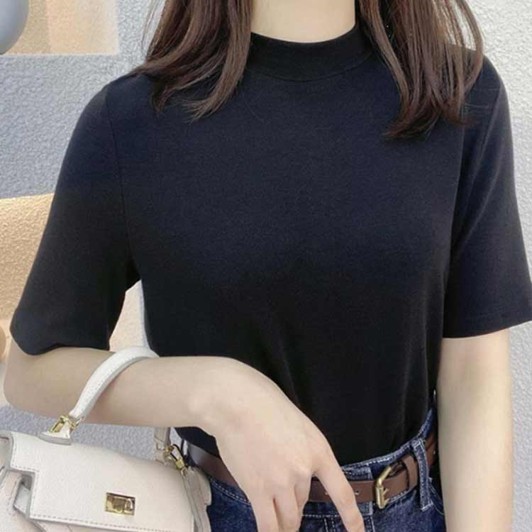 ゆったり uv 通気 接触冷感 Tシャツ 吸汗速乾 きれいめ モックネックtシャツ タートルネック 着痩せ 体型カバー Tシャツ 半袖 ゴルフ カジュアル オフィス カットソー 夏 シンプル トップス argyle-1-10060085 アーガイル サンプル画像2