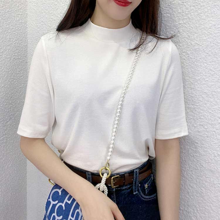 ゆったり uv 通気 接触冷感 Tシャツ 吸汗速乾 きれいめ モックネックtシャツ タートルネック 着痩せ 体型カバー Tシャツ 半袖 ゴルフ カジュアル オフィス カットソー 夏 シンプル トップス argyle-1-10060085 アーガイル サンプル画像3