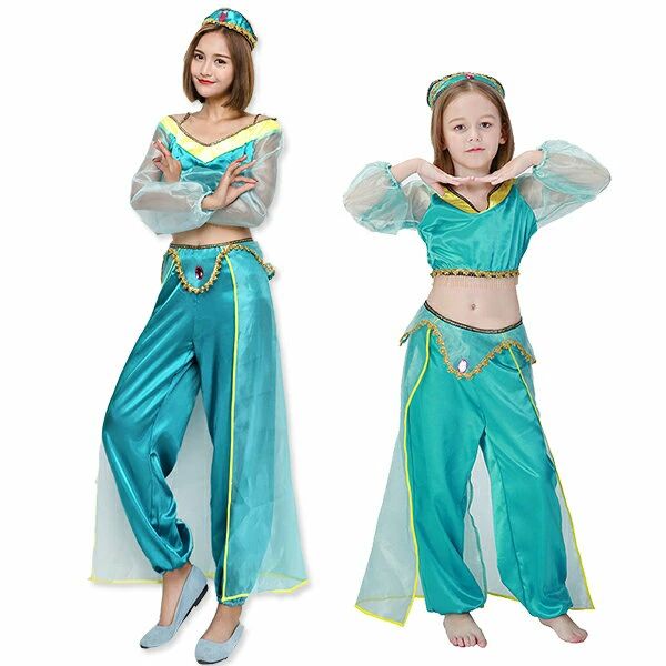 ジャスミン コスプレ 3点セット ハロウィン衣装 コスプレ衣装 親子仮装 ジャスミン コスチューム コスプレ ベリーダンス アラブ 中東 大人用 キッズ用 女性/子供 プリンセス お姫様 Halloween 仮装