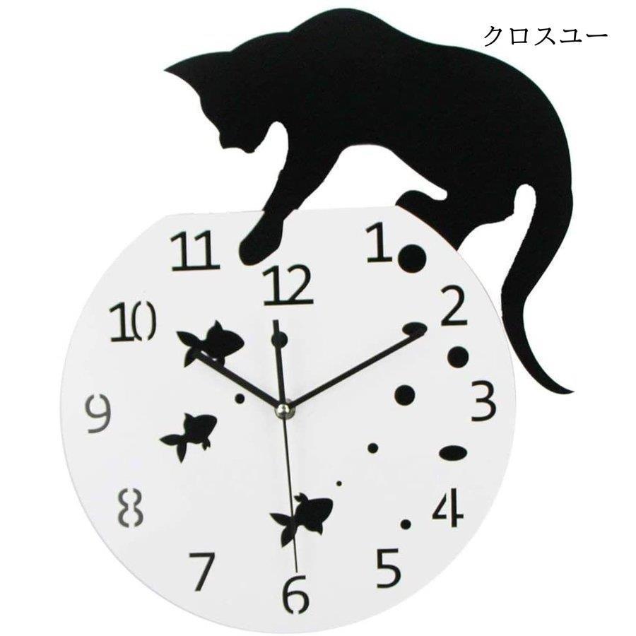 樂天商城 - 掛け時計 おしゃれ 壁掛け時計 デジタル 音無し 静音 北欧 時計 かわいい ネコ ねこ 雑貨 猫グッズ 壁掛け デザイン 黒猫 金魚 30CM