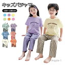 【送料無料】キッズ 子どもパジャマ 子供服 ジュニア 2点セット 男女兼用 半袖 長ズボン ルームウェア 上下セット パジャマセット 夏
