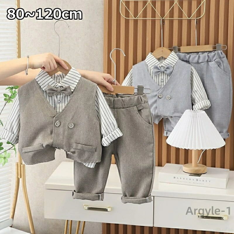 【送料無料】男の子 キッズスーツ 入学式 4点セット セットアップ 長袖 シャツ パンツ キッズ フォーマル キッズフォーマル