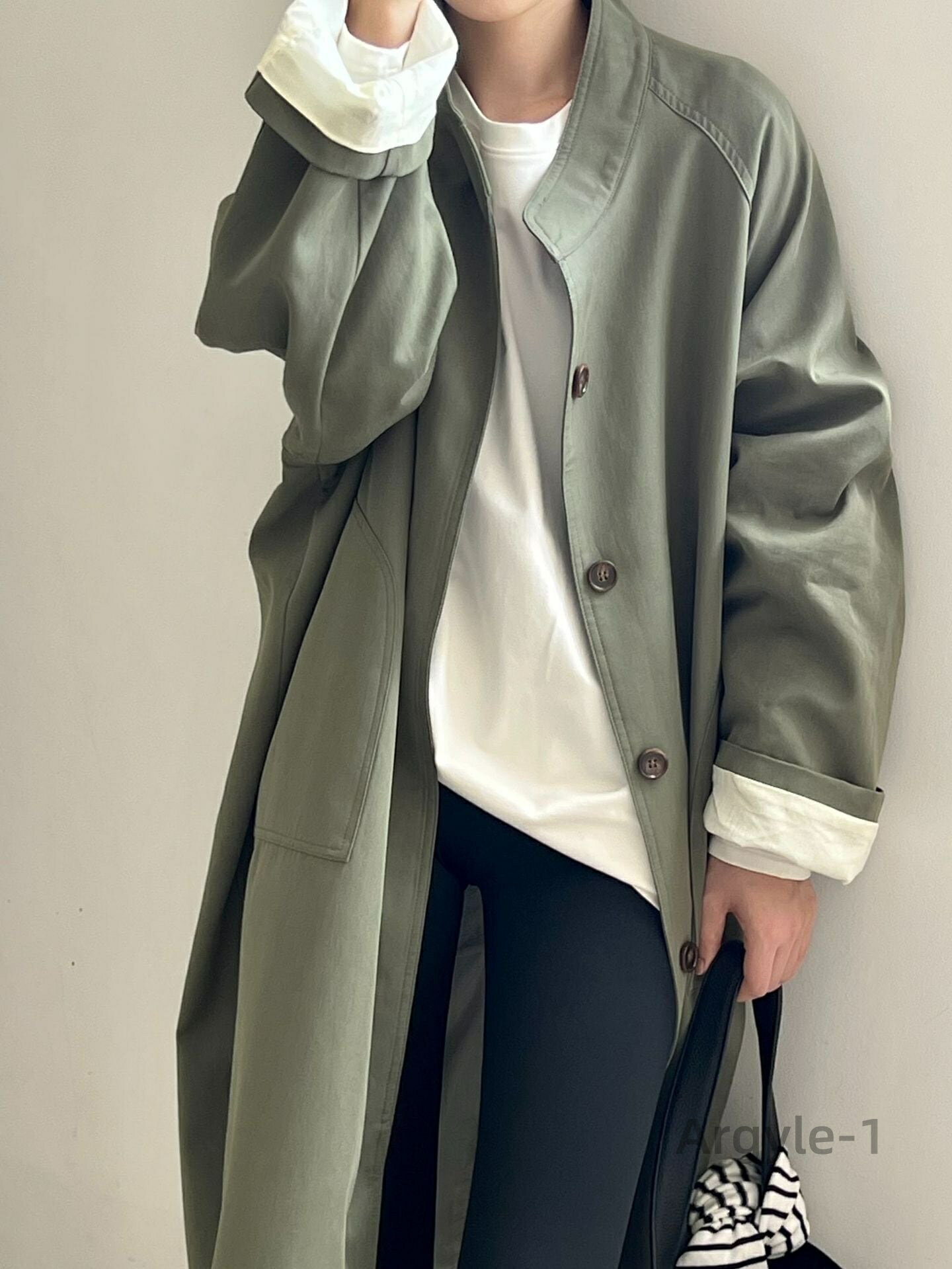 【送料無料】ルーズロングコート スプリングコート レディース ロングコート コートアウター 春コート 春物 春服 スタンドカラー ルーズ