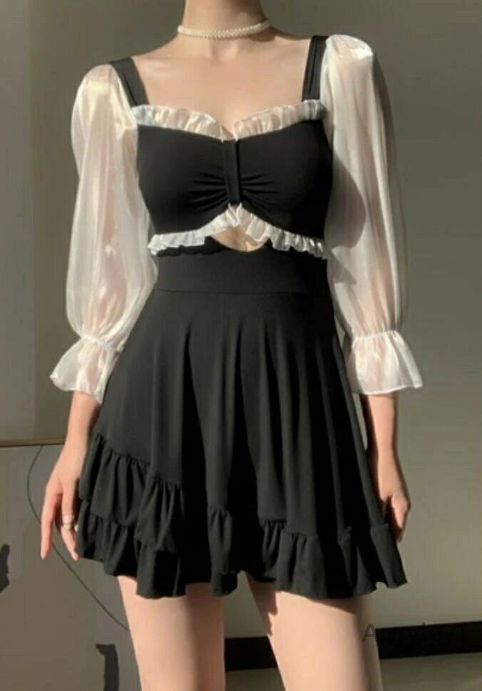 【送料無料】水着 ワンピース レディース 水着 体型カバー水着 黒セパレート ワイヤー入り 盛れる ママ黒 M L XL ブラック