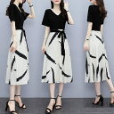 【送料無料】ワンピース レディース ロングワンピース レース バイカラー 配色 花柄 ロング 膝下 きれいめ Aライン フレア 大人 上品