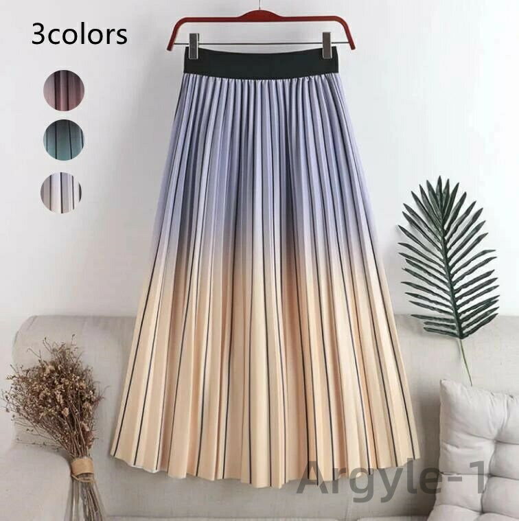 【送料無料】スカート グラデーション プリーツスカート ボトムス レディース ロングスカート ロング ミモレ丈 膝下 ひざ下 フレアスカート