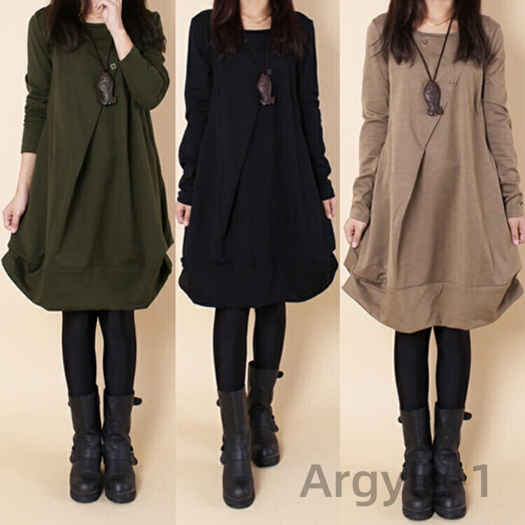 【送料無料】ワンピース レディース 秋冬 リゾートワンピース ミニワンピース チュニック Aライン 膝丈 膝上 ミニ シンプル 無地 リゾート