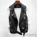 【送料無料】レザーベスト 革ベスト レディースベスト ライダースベスト ノースリーブ おしゃれ 通勤 春秋