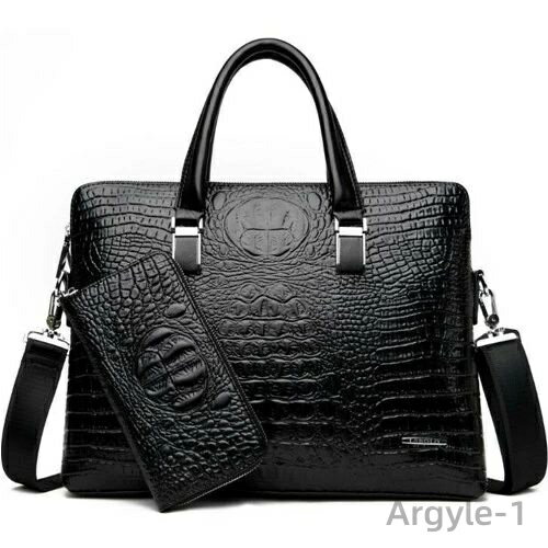 【送料無料】ビジネスバッグメンズ クロコダイル型押し ブリーフケース ショルダーバッグ 2WAY 手提げ 斜めがけ 財布付き